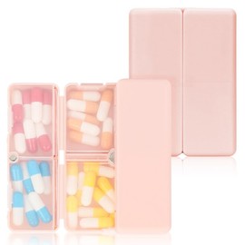 Toplive Daily Pill Organizer With Folding Design and Large Compartment, Travel Pill Case for Women and Men to Hold Pills/Vitamin/Fish Oil (Middle,Pink)
