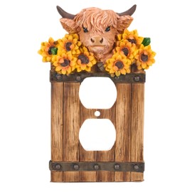 Highland Coo Double Switch Cover Wall Plate | Rustic Lodge & Farmhouse Decor | Lifelike Polyresin Art for Nature Lovers (10.5x3x16cm / 4.1x1.18x6.29")