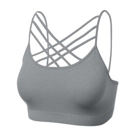 Sujetador deportivo para mujer, tirantes cruzados, bandeau, camisolas sin varillas, bralette, 102-gris jaspeado-1, XLarge - XXLarge