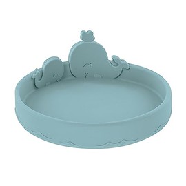 Nuby Animal Friend - Placa redonda de silicona para niños pequeños - 6+ meses - Placa de ballena azul
