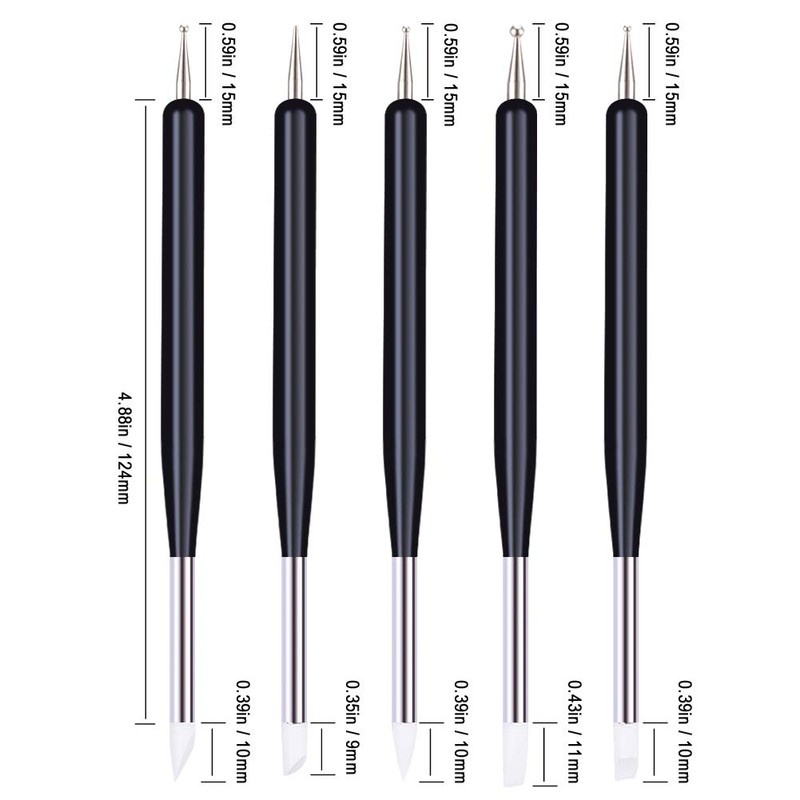 5pcs Nail Art Dotting Tools Pen Dual Head UV Gel