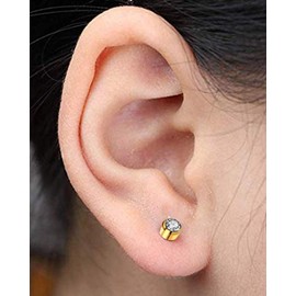 SLVIEKAE Ear Piercing Kit, 2-Pcs No Pain Easy Use at Home Ear Piercing Gun Kit Tool with Earrings Stud (Gold+White)