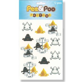 Pee&Poo 12-Piece Tattoo Set, Whimsical Pee and Poop Emoji Temporary Tattoos, Alternative to Emoji Stickers Small Characters, 6 Fun Designs