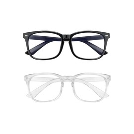 Computer Blue light glasses,Extra Wide Frame,Lightweight For Women Men ,Comfort Fashion Eyeglasses For Computer gaming/TV/Phones sports  glasses - Color: black+transparent
