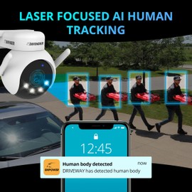 Defender AI Powered 4K Everwatch PTZ Plug-in Security Camera Outdoor, Smart Human Detection, Criminal Deterrence, WiFi 6/Bluetooth, Color Night Vision, 2 Pack