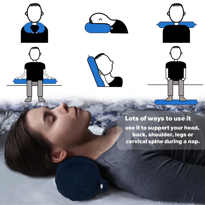 PG6 Twist Memory Foam Travel Pillow for Neck, Chin, Lumbar