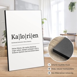 ARTFAVES® Wooden Picture - German Word Explanation / Duden Definition: Kalorien – Black and White Decorative Wall Picture Wooden Sign with Saying / 19 x 28 x 1 cm / Living Room / Bedroom