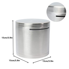 Piggy Bank for Adults,Stainless Steel Money Box Must Break to Open Piggy Bank Round Adults Piggy Bank Cash Coin Saving Box