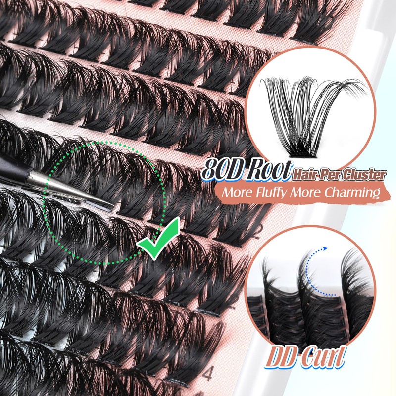 Lash Clusters 360Pcs Individual Lashes 80D Thick Fluff Cluster Eyelash