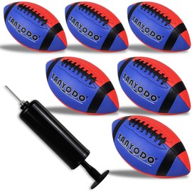 YANYODO 6 Pack Football Size 6 Junior Sized Ball with Textured Grip for Kids Youth Practice, Match and Scrimmage Play Indoors & Outdoors All Weather Use with Pump(Gray&Orange)