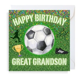 Second Ave Football Great Grandson Square Children's Kids Birthday Greeting Card for Boy