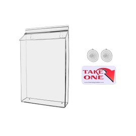 2 Pack Suction Cup Outdoor Brochure Holder Holds 8.5 x 11 Inch Flyers and Advertisements Window or Glass Wall Mount Includes Take One Sticker Clear Acrylic Handout Box by Marketing Holders