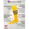 MadSportsStuff Dugout 3 Stripe Baseball Socks (Gold/Black/White, X-Large) - Gold/Black/White,X-Large
