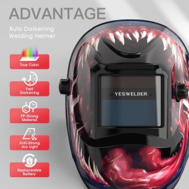 YESWELDER Auto Darkening Welding Helmet Wide Shade 4/9-13 for TIG MIG ARC Weld Hood Helmet