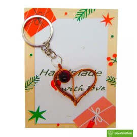GREENHANDSHAKE Heart Red Stone, Copper Wire Keychain, KeyChains Women Men KeyRing Gift Ideas