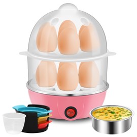 Cocedor de Huevos Electrico, 14 Capacity Olla Rápida Para Huevo, Hervidor De Huevos Con Cortador De Huevo, Olla Eléctrica Para Huevos Duros 2 En 1, Automático Alarma, Negro