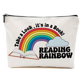 Book Lovers Gifts Makeup Bag, Reading Cosmetic Bag, Rainbow Travel Organizer Zipper Pouch Bookworm Book Club Bookish Gifts for Readers Women Girls Teacher Coworker Best Friend Sister