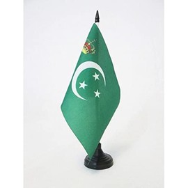 AZ FLAG ROYAL STANDARD OF EGYPT 1923–1953 TABLE FLAG 5'' x 8'' - EGYPTIAN KINGDOM DESK FLAG 21 x 14 cm - Black plastic stick and base