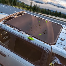 JAKISIMA Sunshade for Ford Bronco, Bimini Top Mesh Sun Shade Bikini Top Cover Compatible with 2021 2022 2023 2024 2025 Ford Bronco Accessories,Fit Hard Top Soft Top, 4 Door (Black)