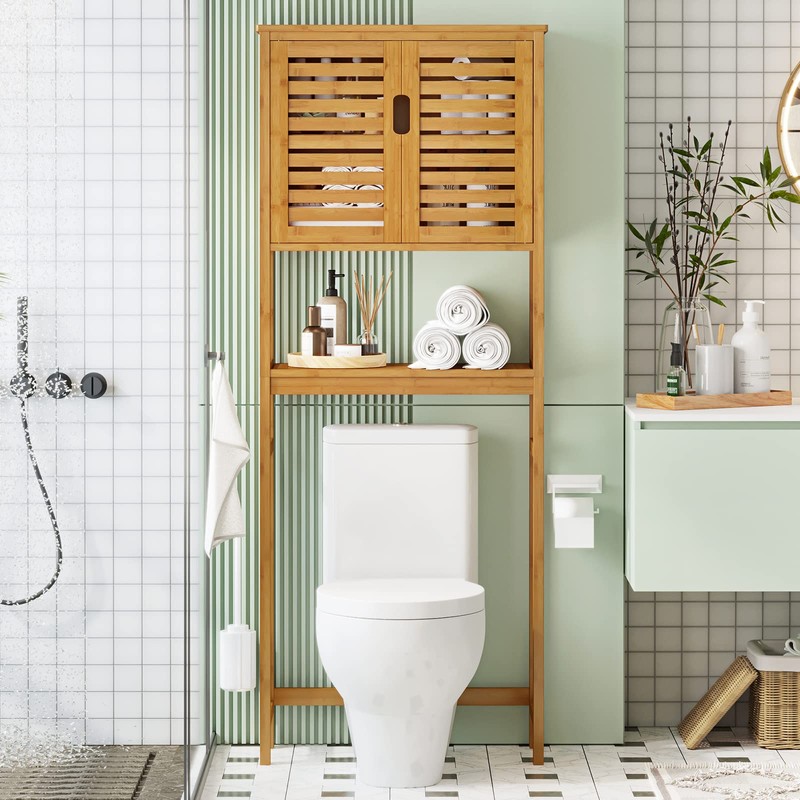 VIAGDO Over The Toilet Storage Cabinet, Tall Bathroom Cabinet Organizer