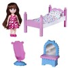 Playkidiz Mini Doll Bedroom Playset: Pretend jouer Brunet Mini Doll