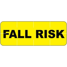 ALERT BANDS 59713051 Label Poly"Fall Risk" Pre-Printed, State Standardization, 11/16" x 1/4", Yellow (Pack of 250)