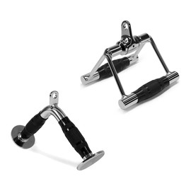 Yes4All Combo Tricep Press Down Cable Machine Attachment Set, Double D Handle, V-Shape Bar with Rubber Cable Machine Accessories for Home Gym