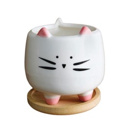 Cuteforyou Succulent Pots,Cute Animal Shaped Cartoon Ceramic Succulent Cactus Flower Planters -Plant Not Included (Small Cat)