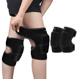 ONTYZZ Kids Knee Pads Adjustable Boys and Girls Knee Support Brace Protector with Thickened SBR Pad Guard Wraps for Downhill Cycling Dancing Volleyball Crawling Black/M