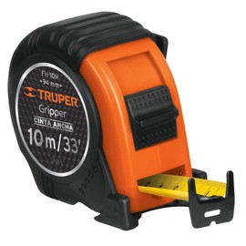Truper FH-10M, Flexómetro Gripper, contra impacto, 10 m, cinta 32 mm