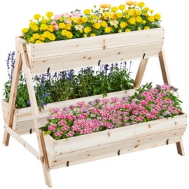 Yaheetech 44 x 36.5 x 35.5 Wooden Raised Garden Bed with Legs 3 Tiers Raised Garden Beds Outdoor Elevated Planter Boxs Outdoor for Flowers, Vegetables, Herbs, 1pc