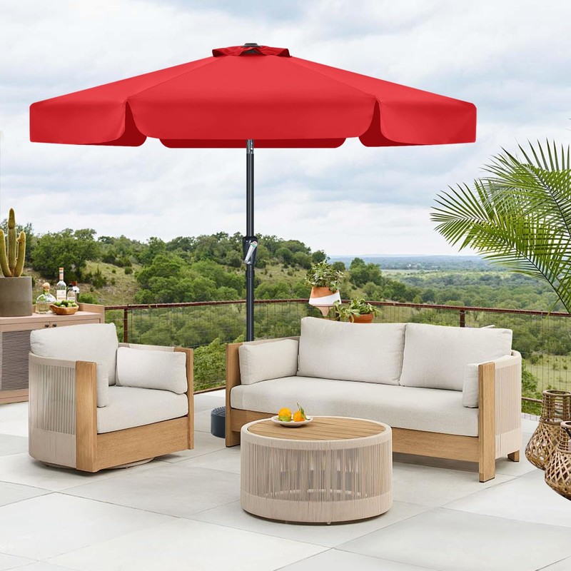 MASTERCANOPY Valance Patio Umbrella for Outdoor Table Market (7.5ft, Red)