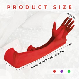 Andiker Long Evening Gloves, 21" Opera Elbow Satin Gloves, Vintage Formal Fancy Dress Gloves Women Mittens for Wedding Party (Red)
