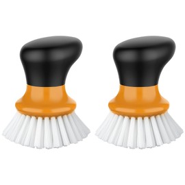 MR.SIGA Spülbürste mit ergonomischem Griff, Handflächenbürste für Geschirr, Töpfe, Pfannen zur Küchen Reinigung, Orange, 2 Stücke