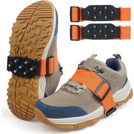 Ice Cleats Snow Traction Cleats Mid-Sole Anti Slip Crampons for Shoes and Boots 7 Tungsten Studs Ice Shoes Grippers Rotatable Traction Aids Shoes Boots Cleats for Men Women S/M-1PCS