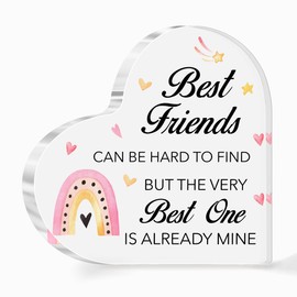 Friendship Gifts for Girls Sister Women, Best Friend Sign Acrylic Heart Plaque for Woman Friend A551