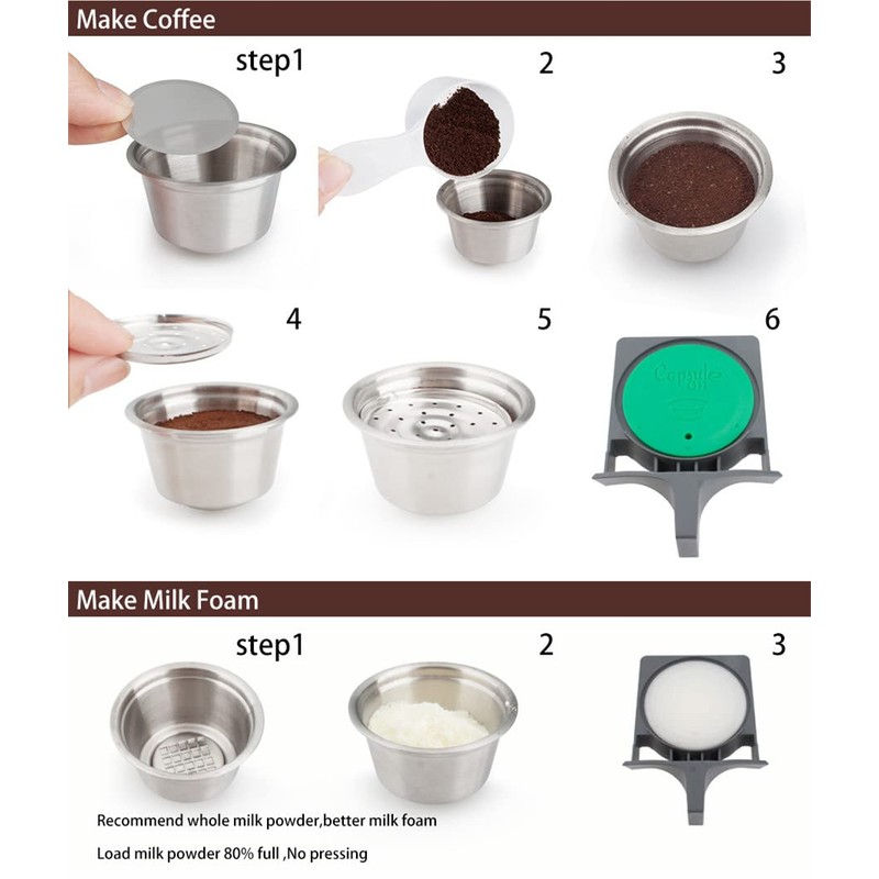 Capsulone Refillable Coffee Capsule Milk Pod fit for Dolce Gusto