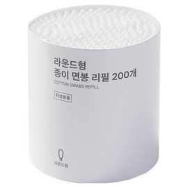 JAJU Round Paper Swab Refills, 200 Pieces, 1 Piece / JAJU 라운드형 종이 면봉 리필, 200개입, 1개