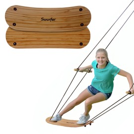 Swurfer Stand Up TreeSkate Outdoor Swing - Tree Swing for Kids with Adjustable Handles, Kids Outdoor Play Equipment, Durable, Weatherproof, Easy Installation, Holds Up to 200 lbs, Ages 6+ (Bamboo)