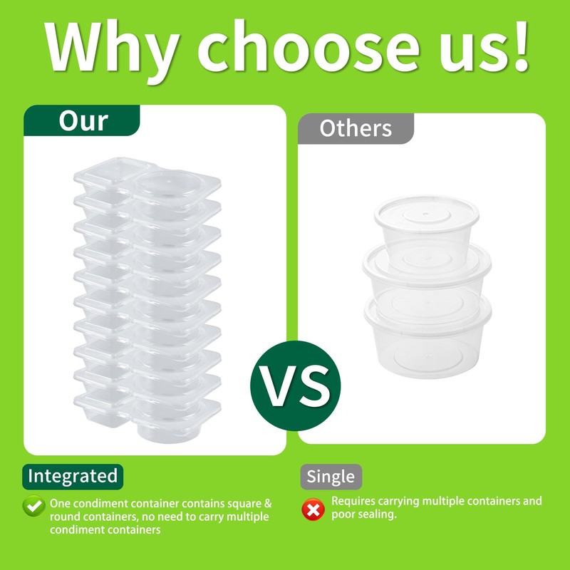 EIOFG Packaging 4.5 Oz Double Compartment Condiment Container With Lids