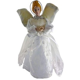 Toyland® Christmas Tree Topper - Silver Christmas Angel - 21cm Tall