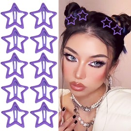 Purple Star Hair Clips Y2K Star Snap Hair Barrettes 10PCS Metal Star Hair Clips Cute Y2K Hair Accessories for Women Girls Y2K 2000s Non Slip Metal Stars