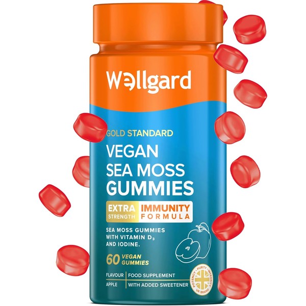 Wellgard Vegan Sea Moss Gummies, Formulated for Immunity with Iodine,