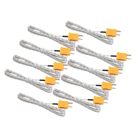 CNBTR Metal 2 Meter K-Type Measuring Thermocouple Probe Sensors with K Type Mini Connector Set of 10