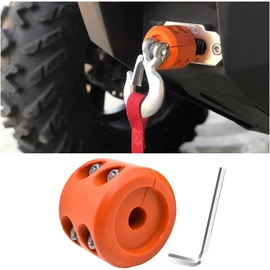 XINLIYA Car Rubber Winch Stopper for ATV UTV Truck, Cable Saver Hook Stopper Line for Synthetic Rope, Bump Shock Saver Dampener with Stainless Steel Screw and Nut, Quick Installation Tool (Orange)