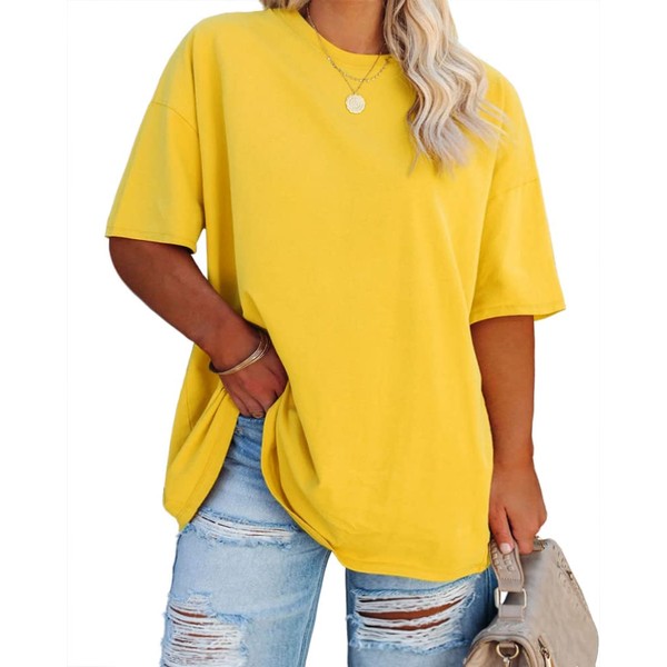 Fisoew Womens Plus Size T-Shirts Summer Oversized Half Sleeve Crew
