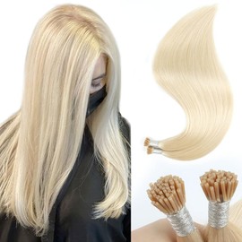 Sixstarhair I Tip Hair Extensions Human Hair Ash Blonde Hair Extensions 60A Cold Fusion Hair Extensions 50g Human Hair 14 Inch 100 Strands Ash Platinum Blonde Itip Hair Extensions Remy Human Hair