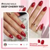 Short Press on Nails Dark Red | GJZEZ Sturdy Round