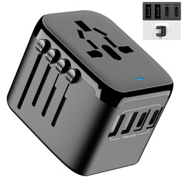 Universal Travel Adapter,All in One European Travel Plug Adapter,High Speed 3.5A International Travel Adapter,2 USB 2 Type C Worldwide AC Outlet Travel Adapter Travel Essentials for European UK AUS