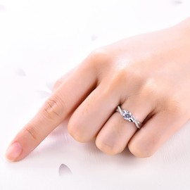 YL Women's Engagement Ring Wedding Ring 925 Sterling Silver with 5 mm 3A Cubic Zirconia Women’s Infinity Ring, Silver, April, white